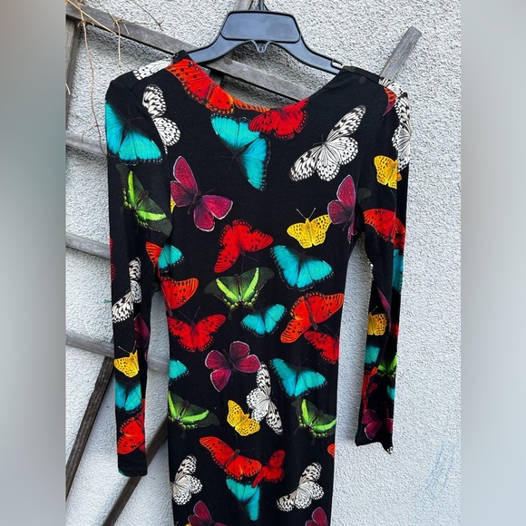 Alice + Olivia Rosaria Butterfly Print Low Back Fitted Maxi Dress in Red - Picture 10 of 16